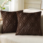 decorUhome Faux Fur Soft Dark Brown Throw Pillow Covers 24x24 Set of 2 by decorUhome