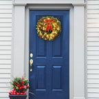 Juegoal 16 Inch Pre-Lit Christmas Wreath with Metal Hanger, Large Red Bow and Colored Balls, Battery Operated with Warm White 40 LEDs Lights, Front Door Spruce Lighted Wreath X-max Decorations - Image 5