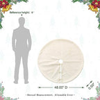 Glitzhome 48”D White Faux Rabbit Fur Christmas Tree Skirt,Rustic Xmas Tree Skirt for Christmas Home Party Holiday Decorations - Image 2