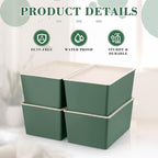 Menkxi 4 Pcs Storage Bins with Lids, Green, Large - Image 3