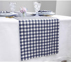 Solino Home 100% Pure Linen Table Runner Navy, Gingham Check 14 x 108 in - Image 2