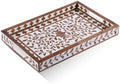 Handicrafts Home Wood Alhambra White Decorative Ottoman Serving Tray, 17x11 by HandicraftsHome