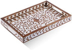Handicrafts Home Wood Alhambra White Decorative Ottoman Serving Tray, 17x11 by HandicraftsHome