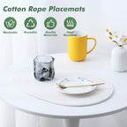Oval Woven Placemats Set of 8 Heat Resistant Placemats 17 x 12 Inches Farmhouse Cotton Rope Place Mats for Dining Tables Trivets for Hot Dishes, White - Image 2