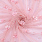 Dusty Pink Pearl Tulle Tablecloths 3 Pack 10ft Floral Sheer Table Linen - Image 4