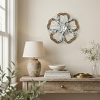 Remenna Metal Flowers Wall Decor, Rustic Floral Art, White & Blue, Farmhouse Hanging Decoration for Living Room, Bathroom, Garden - Image 6