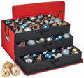 HOLDN’ STORAGE Christmas Ornament Storage Box with Dividers, Holds Up to 72 Ornaments (4 Inches), Large Organizer with 3 Stackable Trays - Red by HOLDN%E2%80%99STORAGE