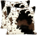 TOMWISH Cowhide Animal Black White and Brown Fur Throw Pillow Covers 22x22 Set of 2 for Chair Bedroom Living Room Sofa Couch Bed Outdoor Double Sided Printing Fur Fleece Soft Cozy Pillow Covers by HOMEDECOR