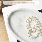 Koville Carrara Marble Tray, Oval Vanity Decorative Marble Tray for Home, Countertop Organizer, Catchall Tray for Perfume, Candles, Jewelry - Image 3