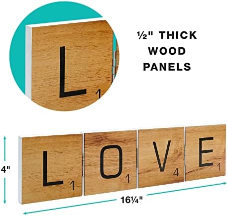 EXCELLO GLOBAL PRODUCTS Scrabble Letter Hinged Accordion Sign, Four Styles Available, Durable Wood Construction - Image 3