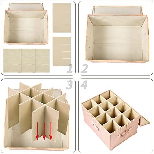 Wine Glass Storage Box, Stemware Storage Containers Cases with Dividers - Image 7