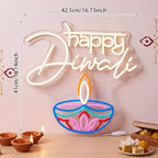 Zhengmy Happy Diwali Neon Sign, USB Powered LED Light for Wall Decor - Image 3