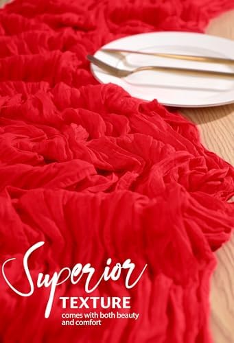 18 Pack Cheesecloth Table Runner 10FT Red Table Runner Boho Gauze Cheese Cloth Table Runners Long Rustic Sheer Table Decorations for Wedding Party Baby Bridal Shower Birthday Holiday Home - Image 4
