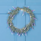 Pre-Lit Battery Operated Purple Ombre Lavender Spring Wreath- 16" - White LED Lights - Image 2
