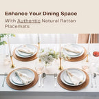2-Pack Rattan Placemats - 13-inch Round Placemats (Stained Brown) - Woven Place Mats, Round Table Mats - Wicker Chargers for Dinner Plates, Plate Chargers Boho - Rattan Décor - Image 4