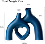 Liotww Ceramic Flower Vase Navy Blue Heart Shaped Home Decor Vase - Image 4
