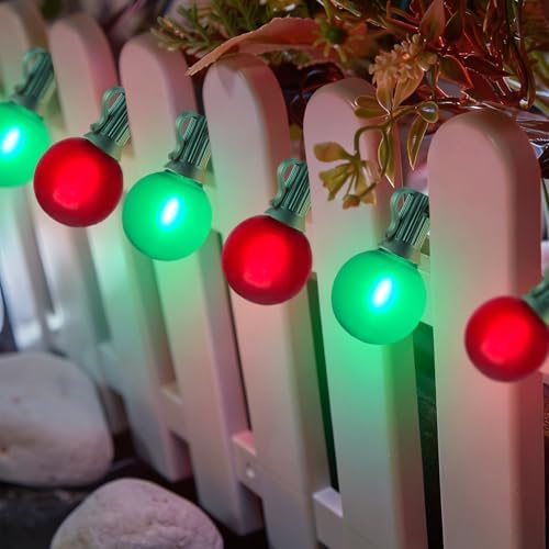50Ft G40 Outdoor Christmas Lights, LED G40 Colored Christmas Lights with 27 Shatterproof Frosted Globe Light Bulbs(2 Spare) for Holiday Gifts Bistro Balcony Roofline Garden Decor-Red and Green - Image 6