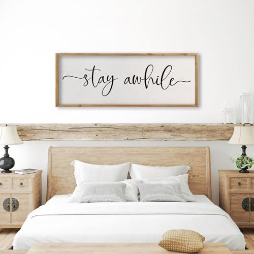 comurdyo Living Room Wall Decor Stay Awhile Sign 32"×12" Wood - Image 5