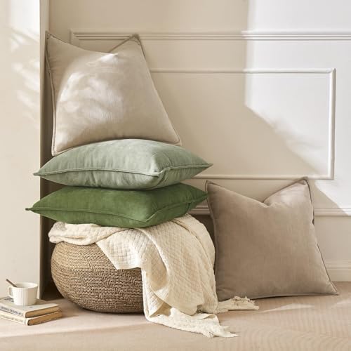MIULEE Pack of 2 Sage Decorative Chenille Pillow Covers 20x20 Inch - Image 7