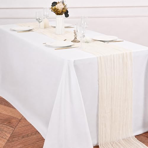 24 Pack Ivory White Table Runner 10Ft Cheesecloth Table Runner Rustic Gauze Table Runners Romantic Long Sheer Fabric Cheese Cloth Table Runners for Wedding Party Bridal Baby Shower - Image 4