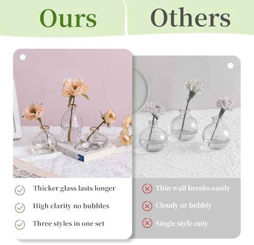 Glasseam Glass Bud Vase for Centerpieces: 12Pcs Clear Mini Small Vases Bulk - Image 3