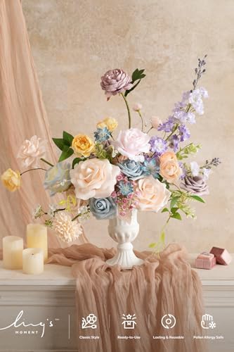 Ling's moment Artificial Pink Wedding Flowers Combo, Pastle, Deluxe - Image 2