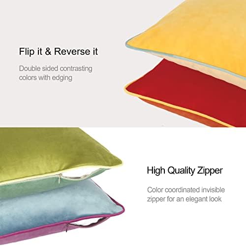 Throw Pillow Covers 20x20 Inches Set of 4 Soft Velvet Couch Cushion Covers Modern 8-Colors Rainbow Designs for Sofa Bedroom Home Decor(Rainbow Series with Edge) - Image 4