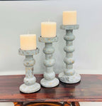 Wooden Candle Holders for Pillar Candles - Tall Rustic Candle Holder (Set of 3), Large Farmhouse Candle Holders Candle Stand, Pillar Candle Holder Set for Table Centerpiece, Fireplace, Home, Black - Image 2