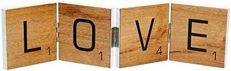EXCELLO GLOBAL PRODUCTS Scrabble Letter Hinged Accordion Sign, Four Styles Available, Durable Wood Construction by ExcelloGlobalProducts