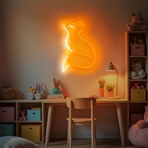 Fox Neon Sign for Kids Bedroom Nursery, Cute Woodland Animal Wall Decor - Image 2