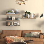 PopiShelves Bathroom Shelves Over Toilet for Wall, Floating Shelves with Storage Basket Paper Holer for Kitchen Living Room, Bedroom & Classroom, Set of 3 (Nature Wood) - Image 7