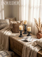 Wood Pillar Candle Holder: Rustic Distressed Black Candle Stand - Image 5
