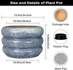 SQOWL Ceramic Planter 13.5 Inch - Large Plant Pot Indoor with Drainage Hole Outdoor Planter Round Flower Pot Modern Decorative Plant Pot for Home Office Decor Gray - Image 3