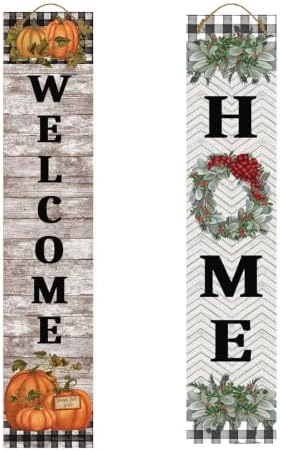 Briarwood Lane Fall Double Sided Reversible Pine Porch Leaner 47x9.5 Pumpkins Wreath For Fall Porch Leaner by BriarwoodLane