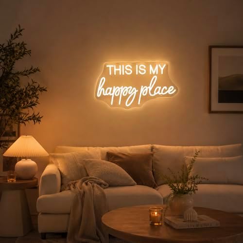 This is My Happy Place Neon Sign Warm White LED Letter Neon Light for Wall Decor Bedroom Home Bar College Dorm Game Room Decor - Image 7