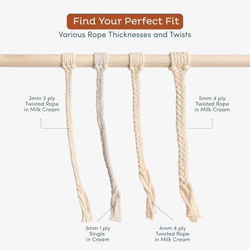 2 Pack Macrame Cord - 3mm 220 Yards Cotton Rope, 4mm 5mm Yarn, String for Crafts, Perfect for Macrame Wall Hanging and Boho Decorations (Cream) - Image 5