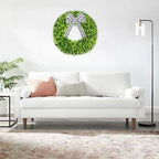 Vlorart 28" Faux Round Boxwood Wreath, Artificial Large Boxwood Wreath Front Door Wreaths Artificial Spring Summer Greenery Hanging with A Plaid Bow for Villa Wall Hanging Window Wedding Party Decor - Image 6