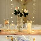 Hewory Glass Cylinder Ribbed Vases, 6Pcs Tall Clear Vase for Centerpieces - Image 4