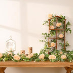 6Pcs 39Ft Artificial Eucalyptus Garlands with Flowers Roses - Image 4