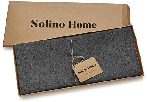 Solino Home 100% Pure Linen Table Runner Charcoal Grey, Athena 14 x 60 in - Image 6