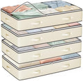 Budding Joy 4 Pack Under Bed Storage Containers with Clear Lids, Beige by BuddingJoy-BuildaJoyfulLifeforYou