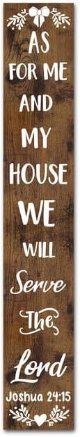 FemiaD Christian Porch Sign Outdoor Welcome Sign for Front Porch Standing 8x63inch Large Rustic Farmhouse Tall Vertical Wooden As for Me and My House We Will Serve The Lord Sign for Home by Unknown