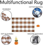 Homydecor Buffalo Plaid Outdoor Rugs, 3'x5' Coffe and White Checkered Area Rug, Layering Rug for Hello/Welcome Door Mat, Washable Cotton Woven Farmhouse Mat for Front Porch Décor - Image 6