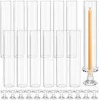 Teenyyou 12 Set Glass Hurricane Pillar Candle Holders Candlestick 12.6" by Teenyyou