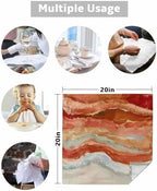 Burnt Orange Coastal Cloth Napkins Set of 8, Holiday Napkins for Baby Shower, Spring Summer Ocean Beach Nautical Sea Wave Washable Reusable Dinner Napkins for Cocktail Wedding Party, 20 x 20 in - Image 5