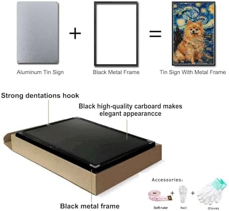Metal Sign Tin Sign Vintage Wall Art Pomeranian Starry Night Pomeranian Fluffy Pomeranian in A Night Sky for Home Cabin and Seasonal Displays Rustproof Aluminum 6×8 Inches with Metal Frame - Image 7