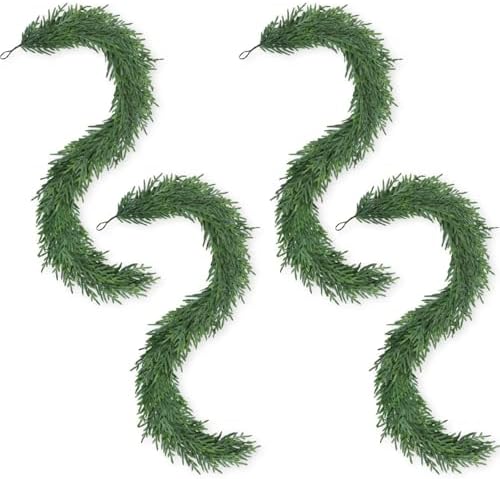 Artgar 24Ft (4 * 6ft) Christmas Pine Garland, 4 Pcs Real Touch Pine Garland by ArtgarArtificialPlantDecorations