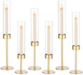 Sziqiqi Hurricane Candle Holders for Wedding: 6 Pcs Gold Candlestick Holders Table Centerpiece - Taper Candle Sticks Holder for Christmas Party by SZIQIQI