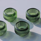 Woho Green Ribbed Taper Candle Holders Set of 8 for Christmas Party Decor - Image 4