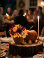BLOSMON Fall Flowers Ball Centerpieces for Table, 6 Pcs, Red and Orange - Image 4